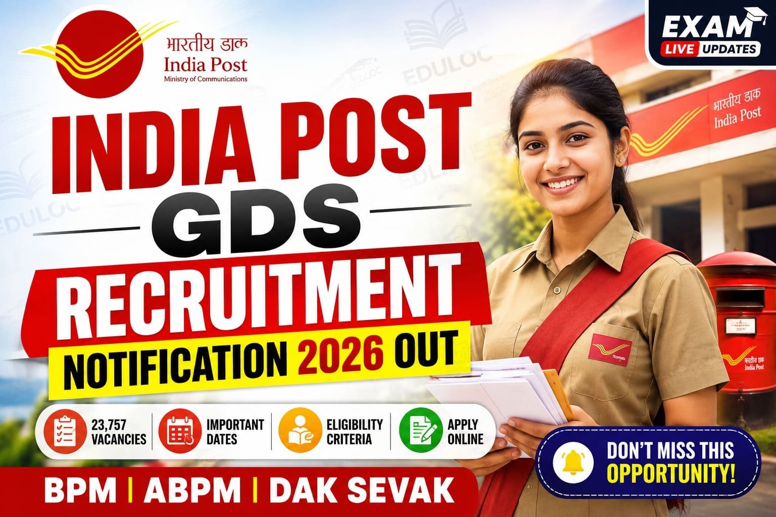 India Post GDS recruitment notification 2026 Examliveupdates