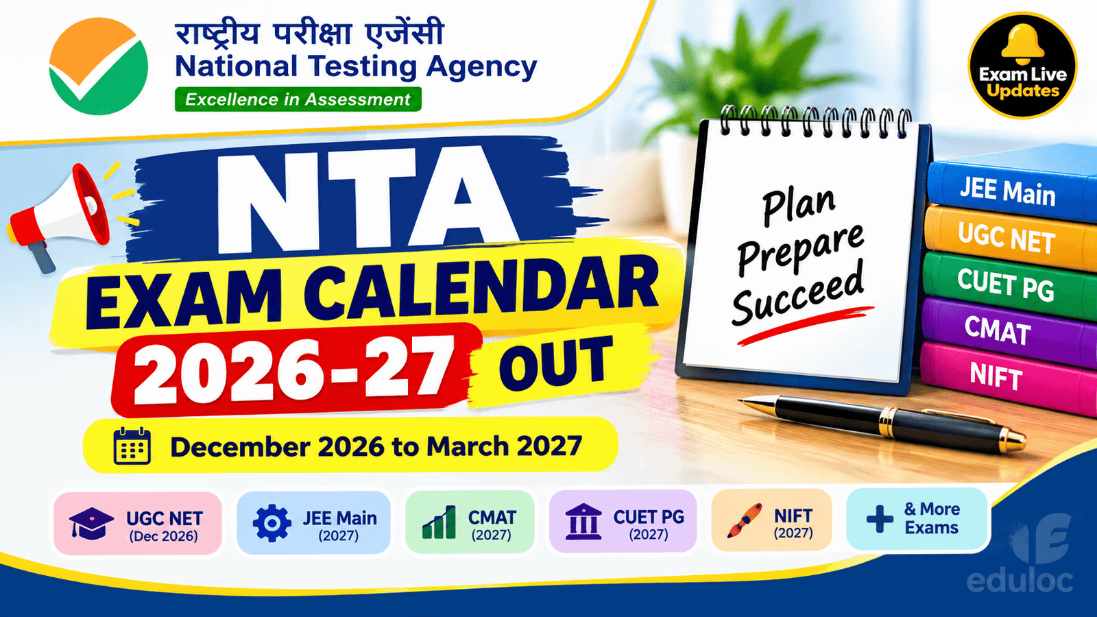 NTA Exam Calendar 2026-27 Out