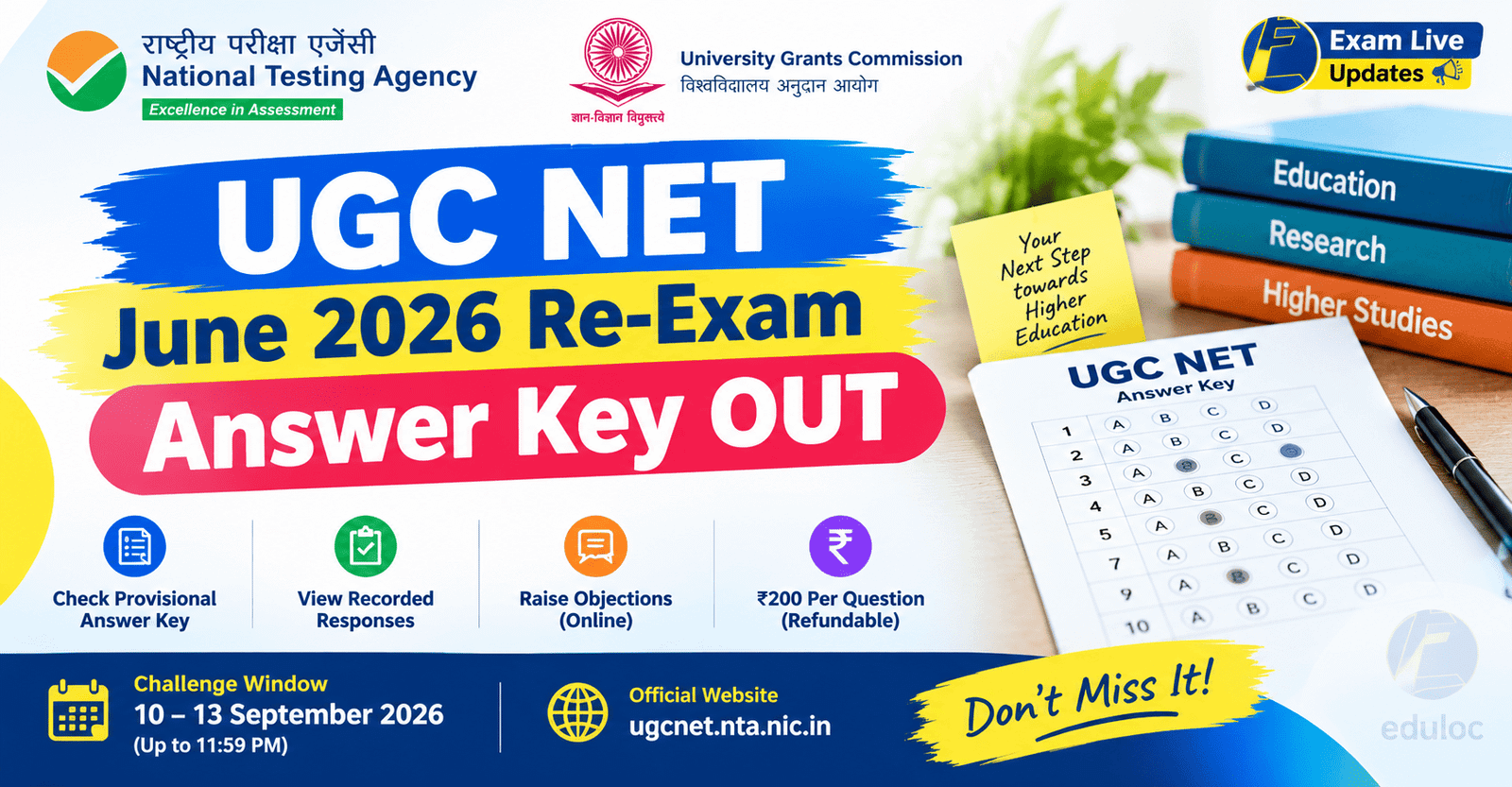 UGC NET June 2026 Re-Exam Answer Key OUT