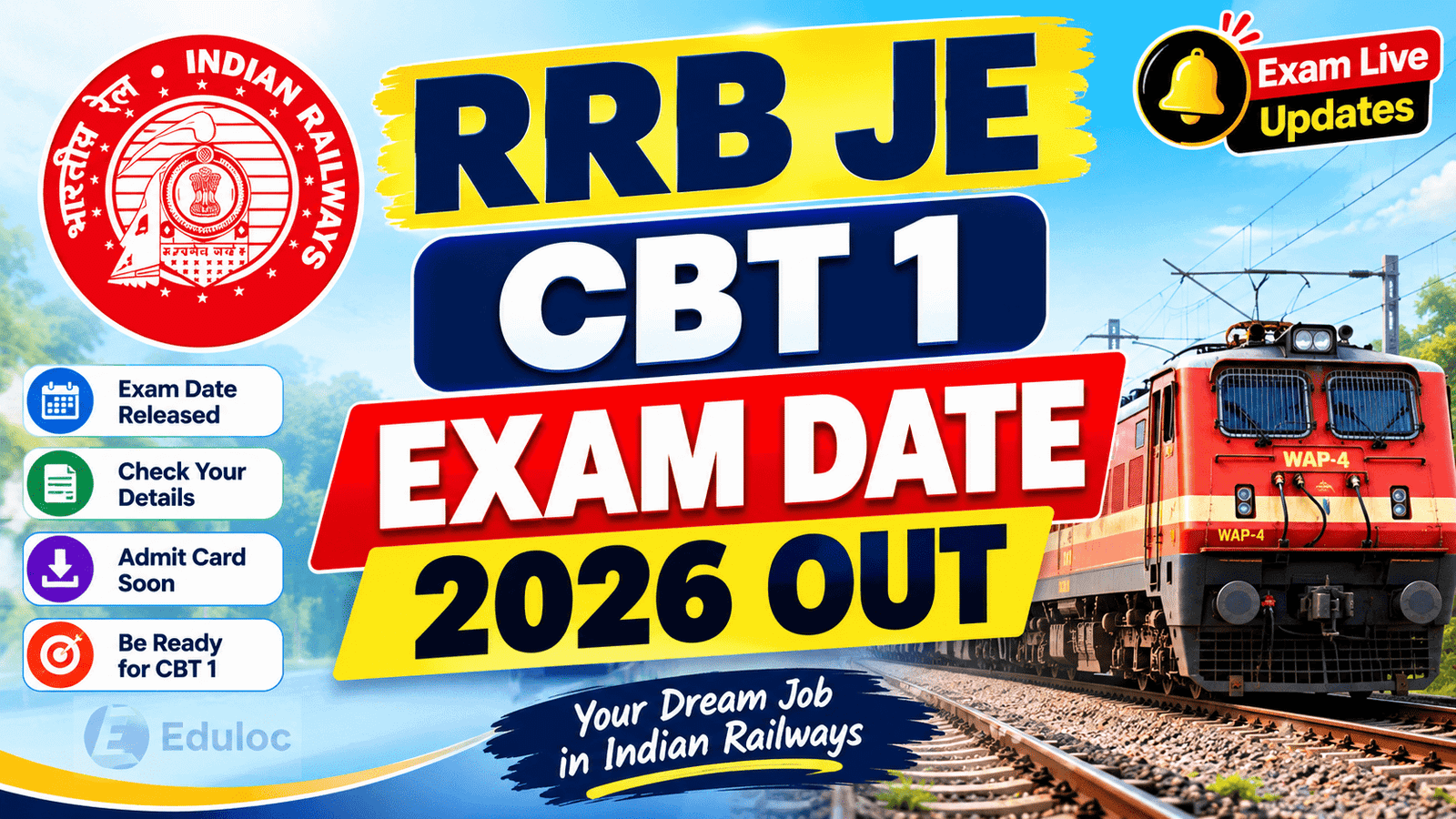 RRB JE CBT 1 Exam Date 2026 Out