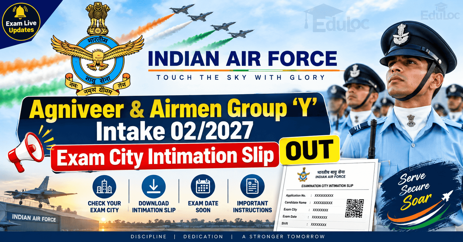 Agniveer and Airman group Y city intimation slip out 2026