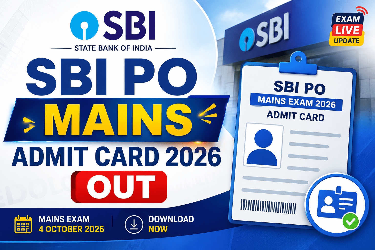 SBI PO Mains Admit Card 2026 Out