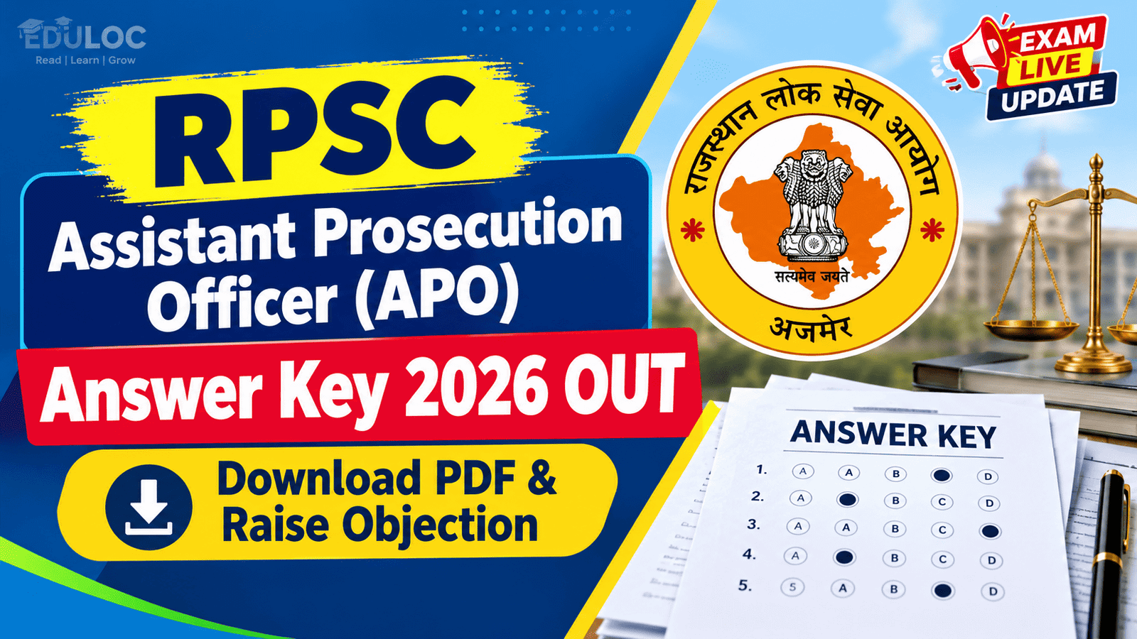 RPSC APO answerkey 2026