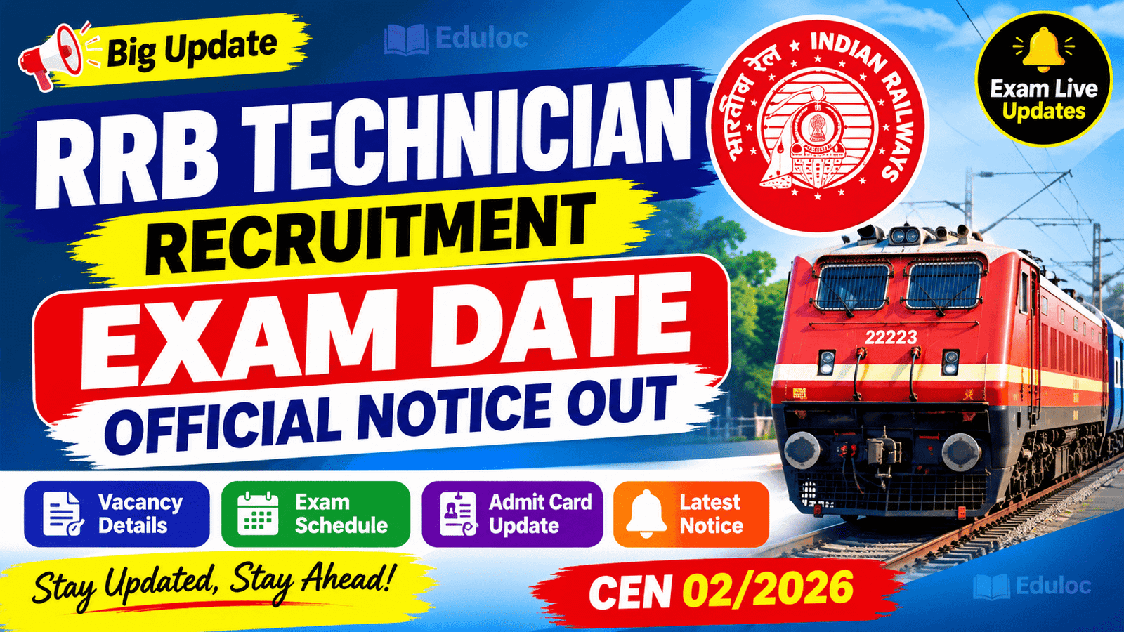 RRB Technician Recruitment exam date out 2026