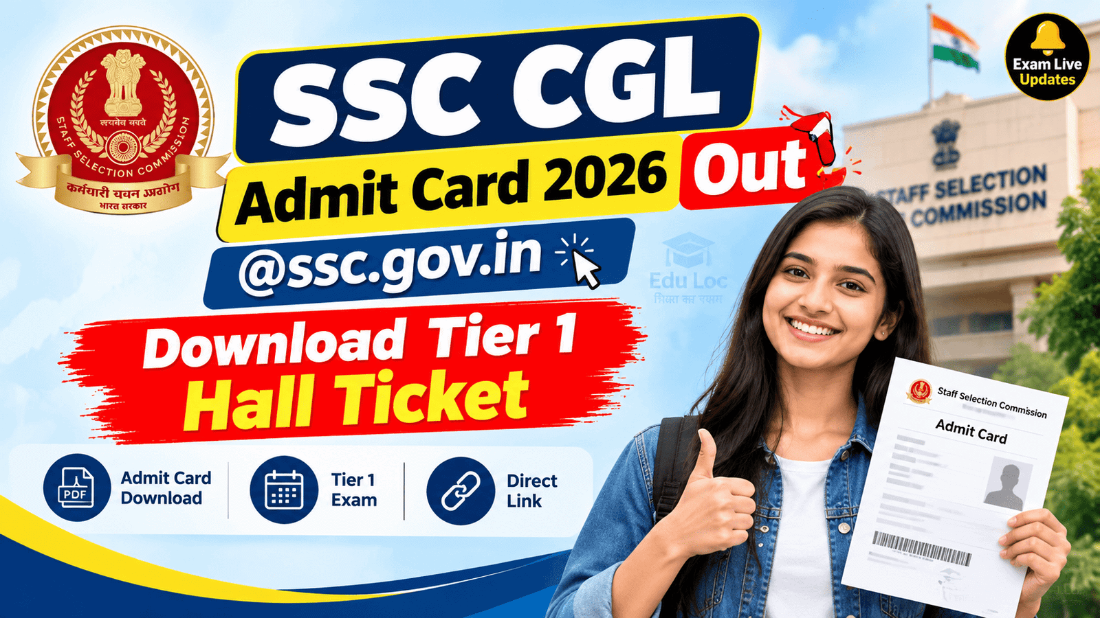 SSC CGL Admit card out 2026