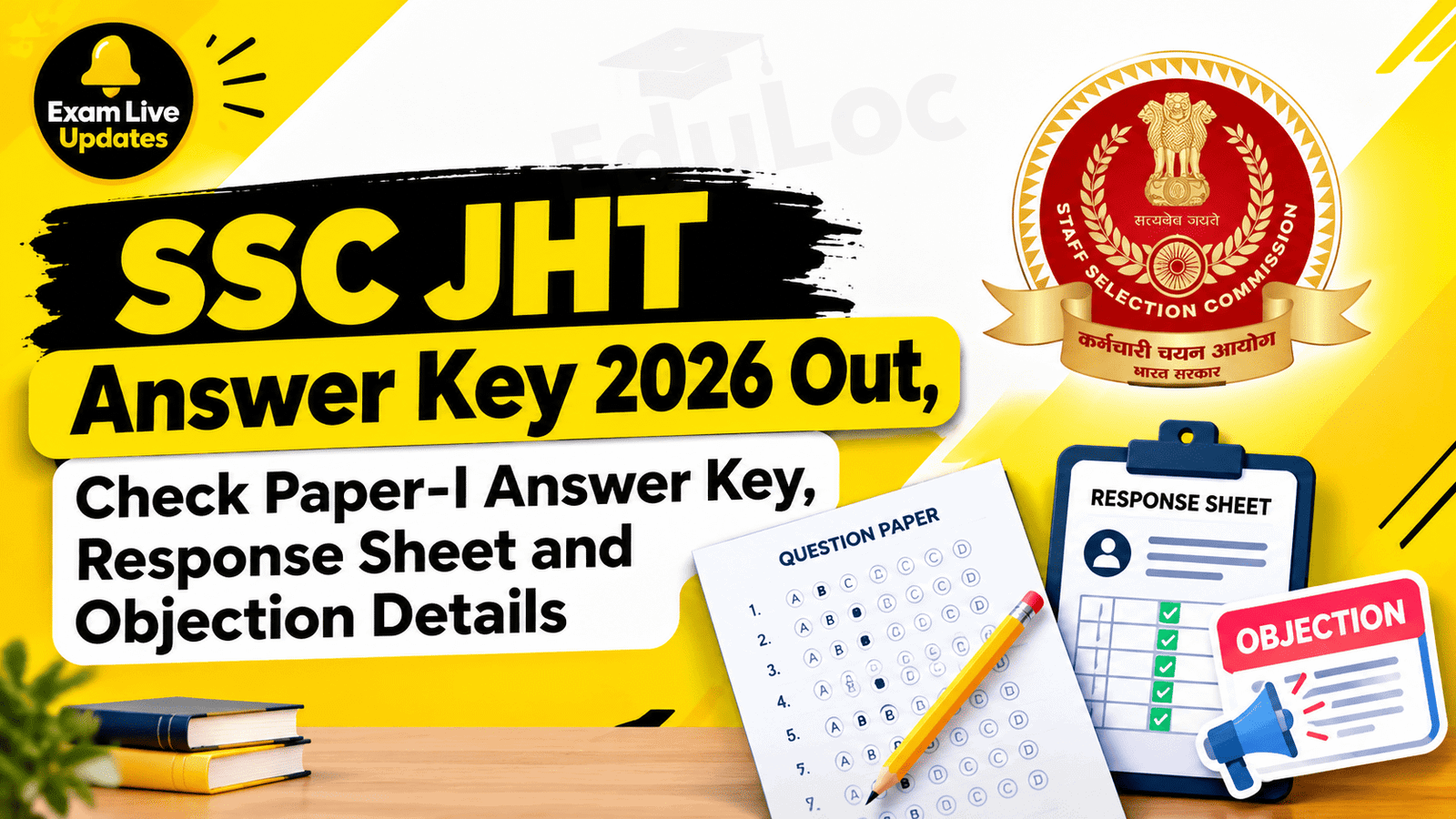 SSC JHT answer key 2026 out