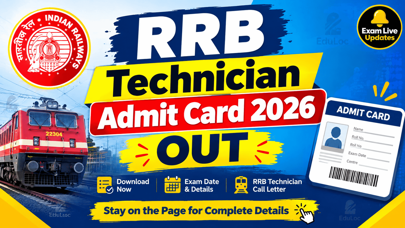 RRB Technician Admit Card 2026